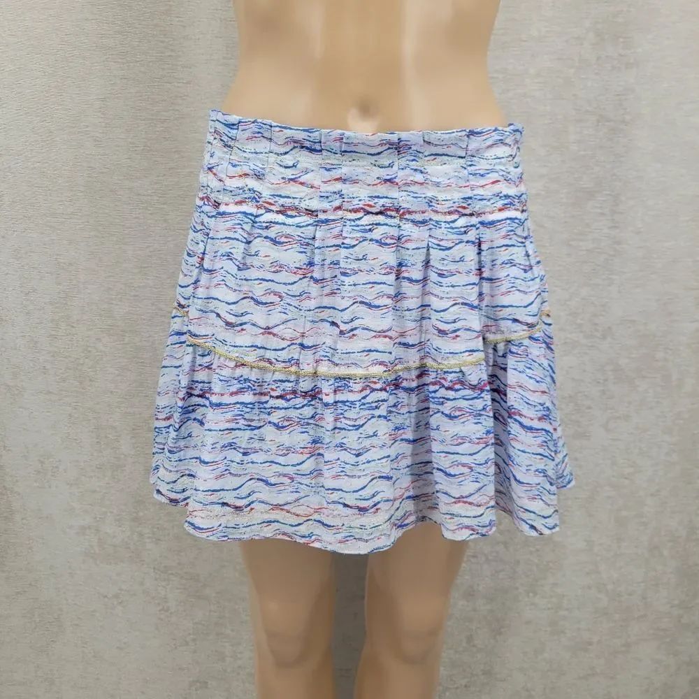 Free People Confetti Party Animal Women's Pleated Mini Skirt Red White Blue Gold